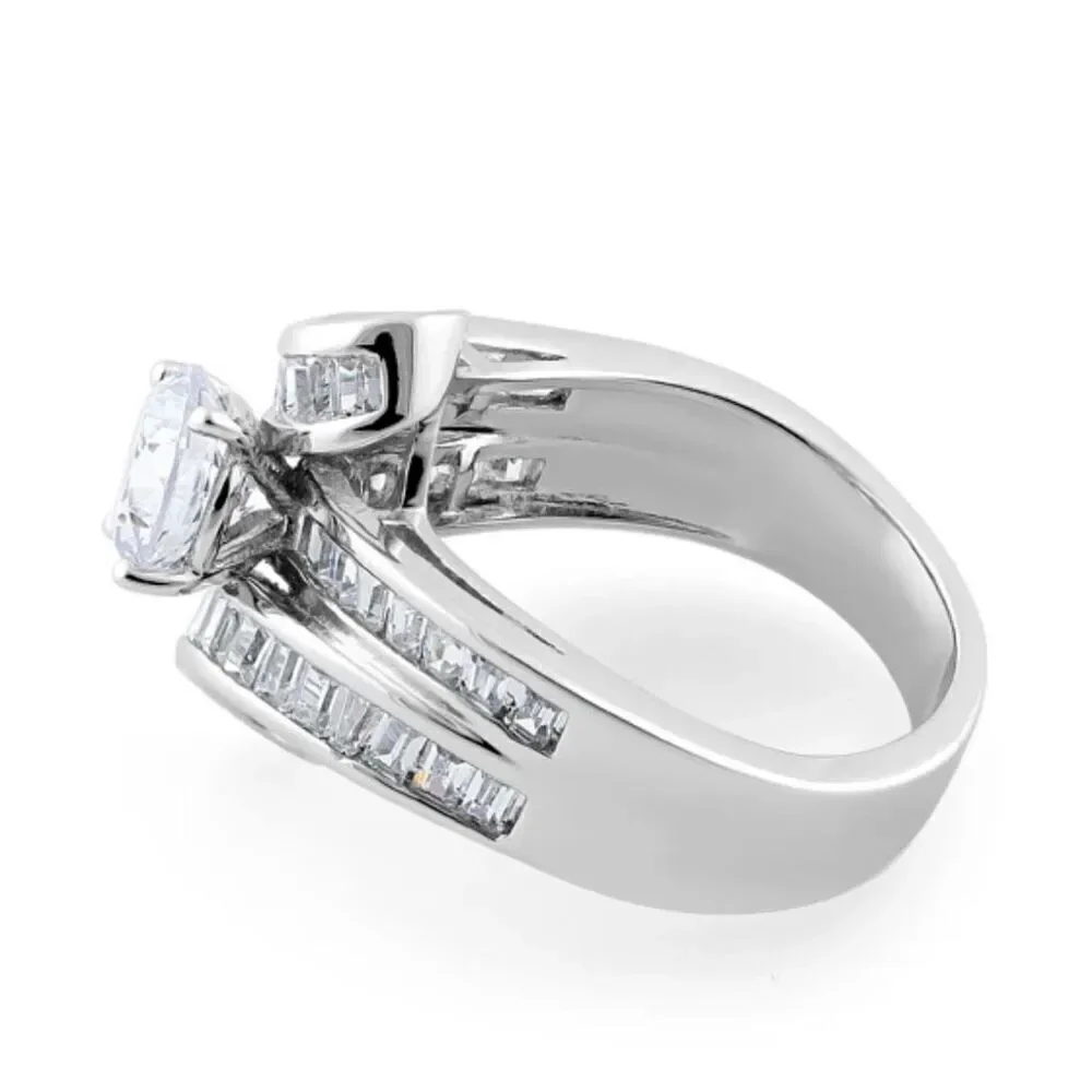 Sterling Silver Twisted Channel CZ Engagement Ring New